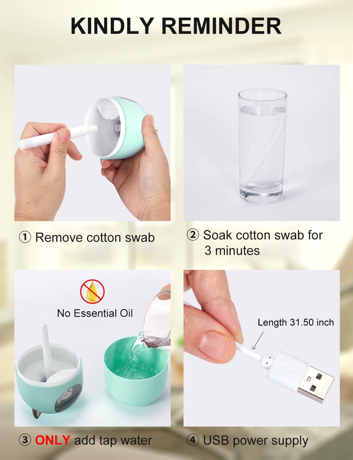 Cool Mist Humidifier,300ml Mini Humidifiers with Night Light,Waterless Auto-Off Air Humidifier,20dB Quiet Humidifiers for Bedroom,Car, Plant for Girl Boy