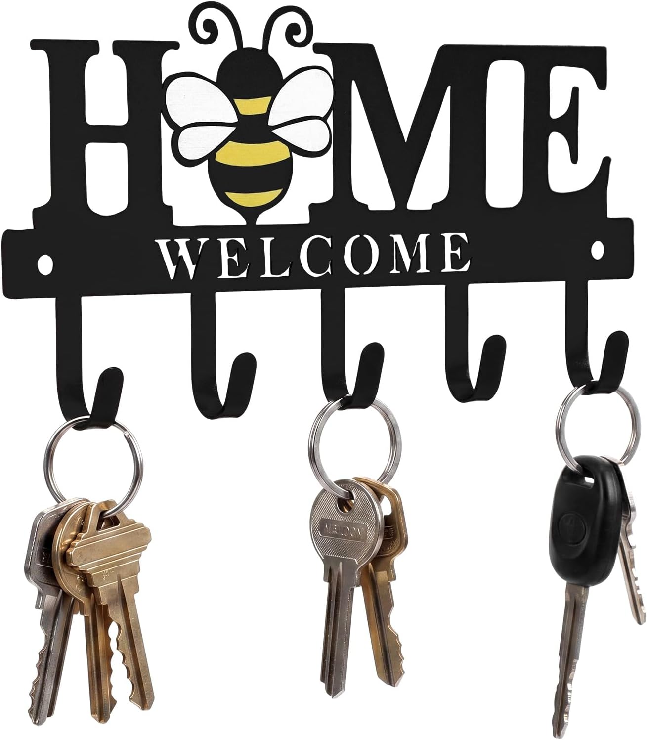 Key Holder Wall Mount Paw Print Metal Key Hooks Organizer Dog Leash Holder with 5 Hooks Rustic Farmhouse Decorative Welcome Home Wall Decor for Entryway Bathroom Dog Lover 9.8 Inch