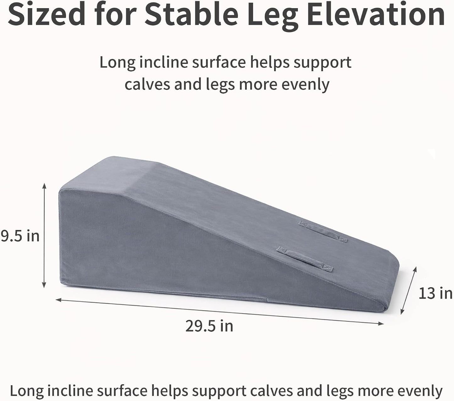 Leg Elevation Pillow for After Surgery, Knee Recovery & Leg Wedge Support | Long Incline Full Leg Support with Soft Crystal Velvet Cover, High Density Foam for Recovery and Rest