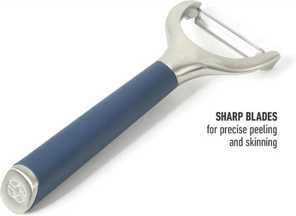 Calphalon Stainless Steel Vegetable Peeler with Swivel Blade, Ergonomic Non-Slip Grip Handle for Fruits & Vegetables, Kitchen Peeler for Smooth Peeling & Meal Prep