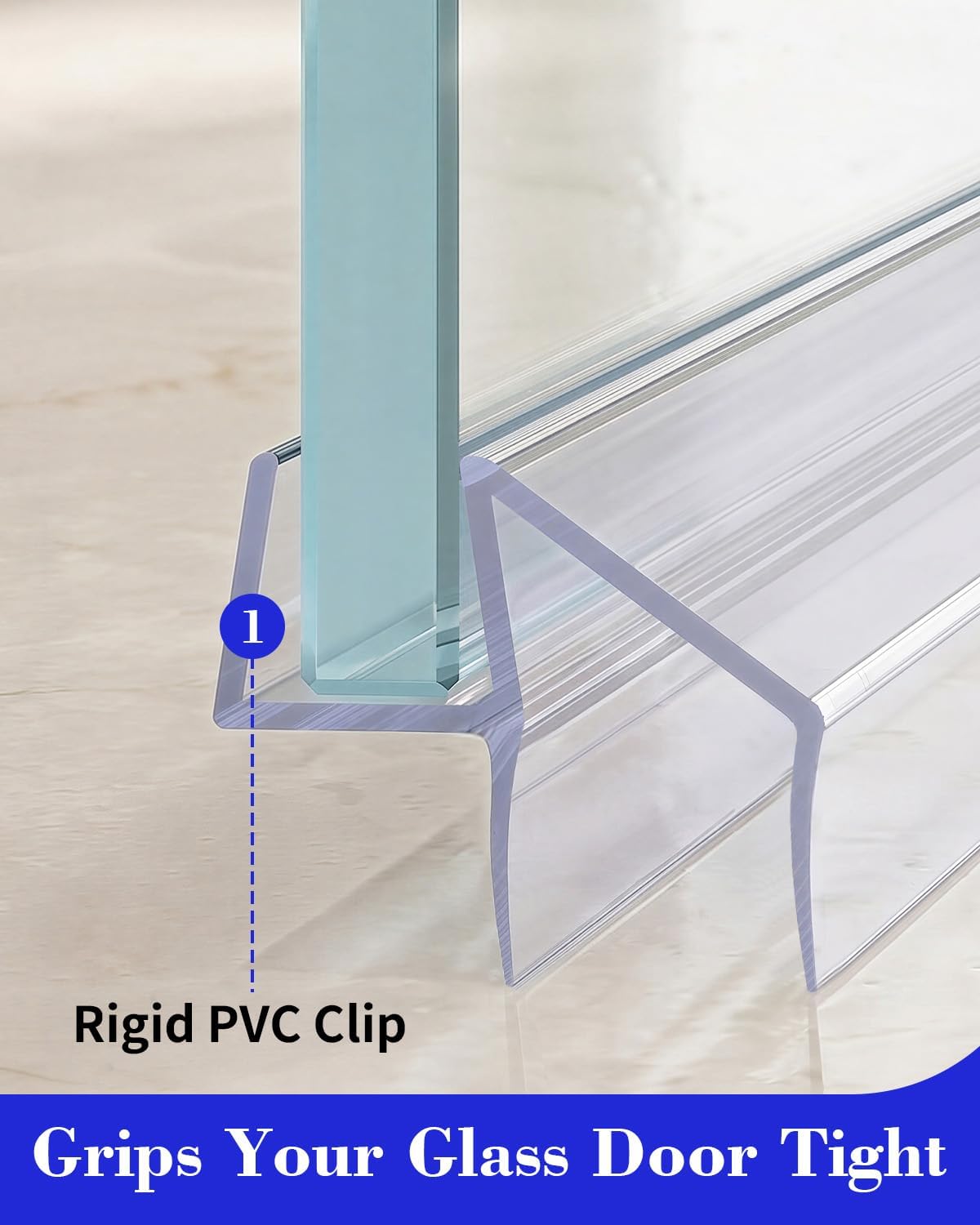 Yecaye 3-Pack 3/8" x 36" Shower Door Bottom Seal Strip, Shower Door Sweep | Shower Door Sweep for 3/8'' Glass, 36in Frameless Glass Shower Door Seal Strip Stop Shower Leaks and Create a Water Barrier