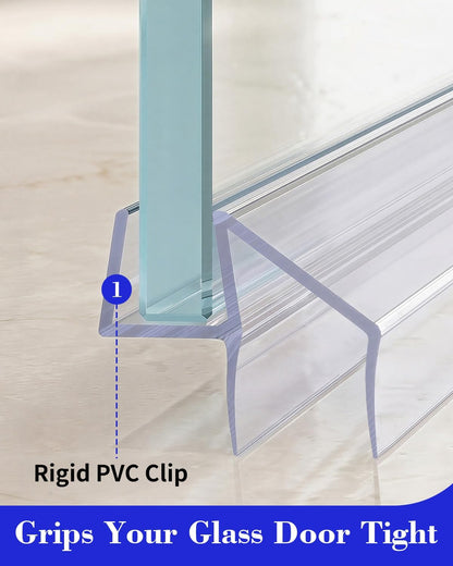 Yecaye 3-Pack 3/8" x 36" Shower Door Bottom Seal Strip, Shower Door Sweep | Shower Door Sweep for 3/8'' Glass, 36in Frameless Glass Shower Door Seal Strip Stop Shower Leaks and Create a Water Barrier