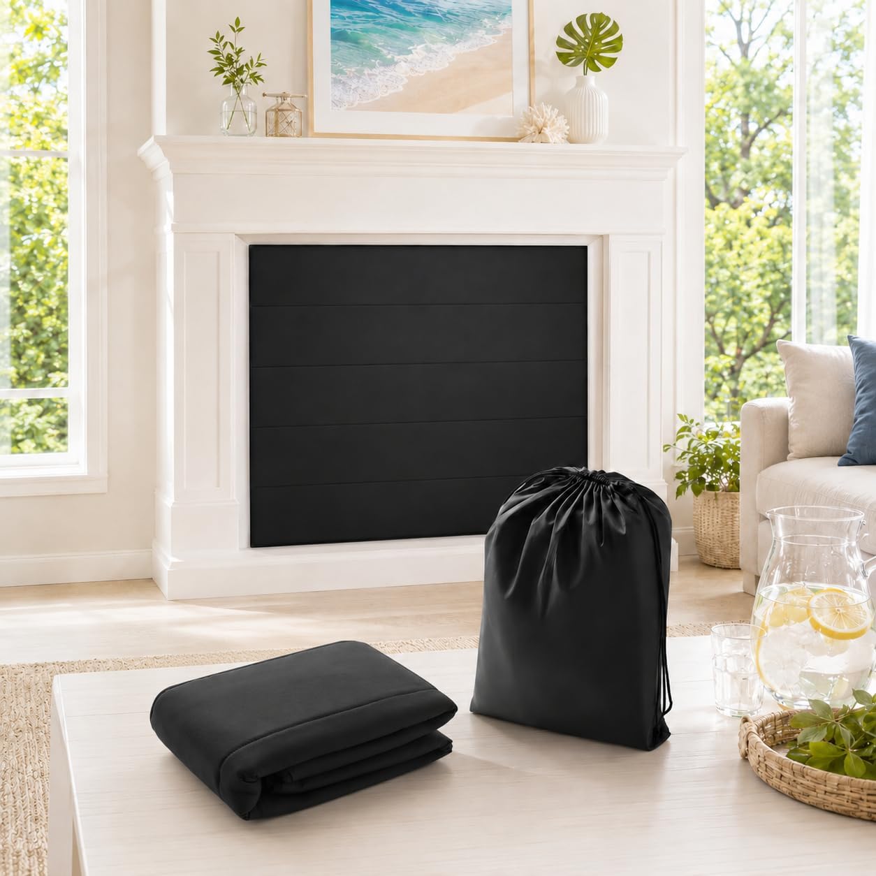 PAWBOSE Magnetic Fireplace Cover - Stop Heat Loss & Keep Drafts Out with Built-in 12 Strong Magnets for Iron Fireplace Frame, 39x32 Inch