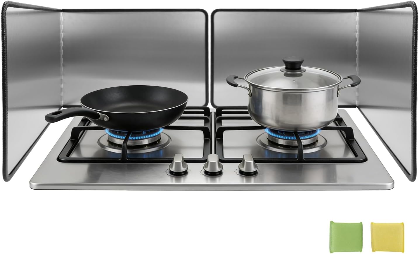 4-Sided Foldable Oil Splatter Guard, Stainless Steel for Frying | Nonstick Oil Splash Insulation, Foldable Design for Easy Storage, Protects Stove & Countertop, Heat Insulation Board