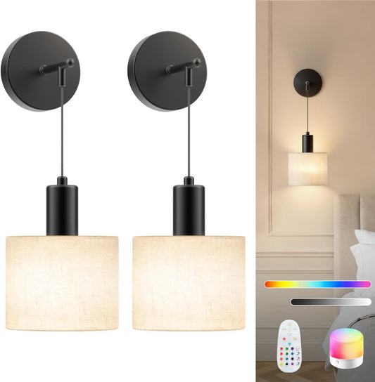 SAIMAND Battery Operated Wall Sconces Set of 2,Wireless Rechargeable Lights