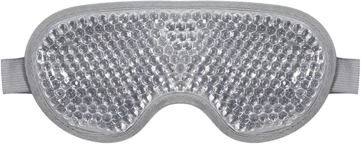 Plush Cooling Eye Mask with PVC Gel Beads, Cold & Hot Compress Sleep Mask with Blackout Design, Reusable Ice Bead Mask for Headache, Migraines Relief & Puffy Eyes(Grey)