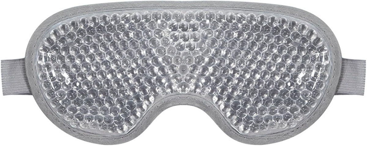 Plush Cooling Eye Mask with PVC Gel Beads, Cold & Hot Compress Sleep Mask with Blackout Design, Reusable Ice Bead Mask for Headache, Migraines Relief & Puffy Eyes(Grey)