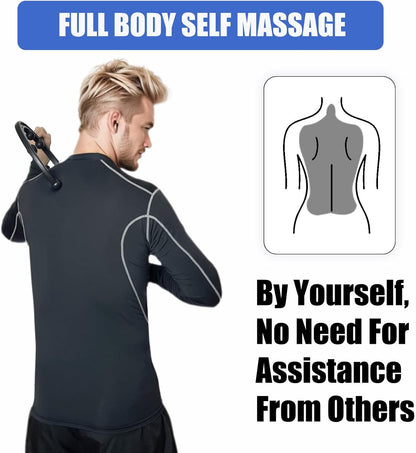 Trigger Point Massager, Back Cane with 12 Massage Nodes for Neck, Back, Shoulder & Full Body, S-Shaped Detachable Deep Tissue Massage Tool, Self Massage for Muscle Knots and Tension (Black)