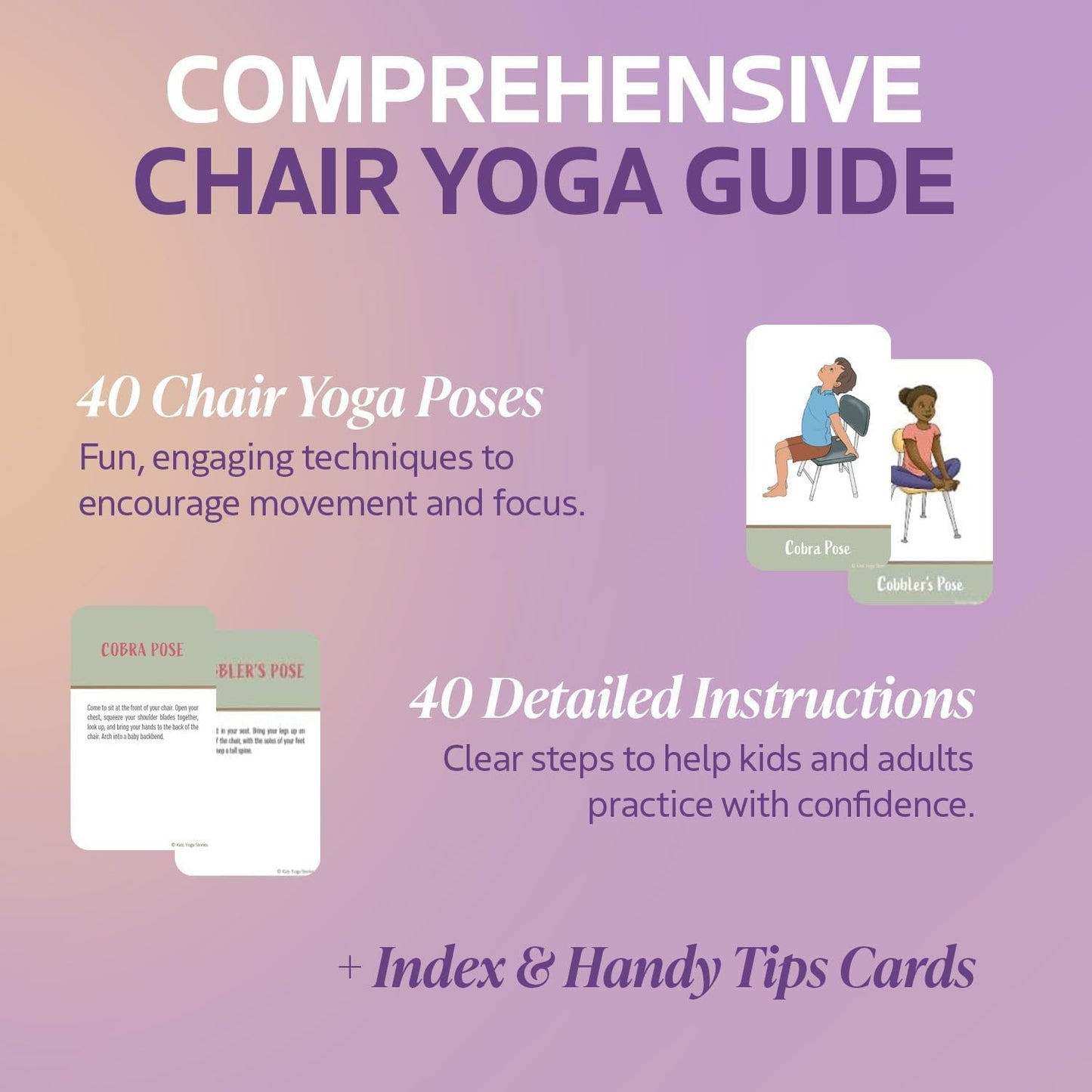 Chair Yoga Poses Cards for Kids: Movement or Brain Breaks in Classroom, Meditation, Somatic Play Therapy, Breathing Exercise, or for Social Emotional Learning Activities and Test-Taking Strategies