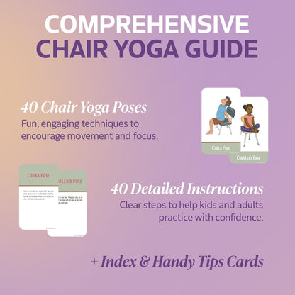 Chair Yoga Poses Cards for Kids: Movement or Brain Breaks in Classroom, Meditation, Somatic Play Therapy, Breathing Exercise, or for Social Emotional Learning Activities and Test-Taking Strategies