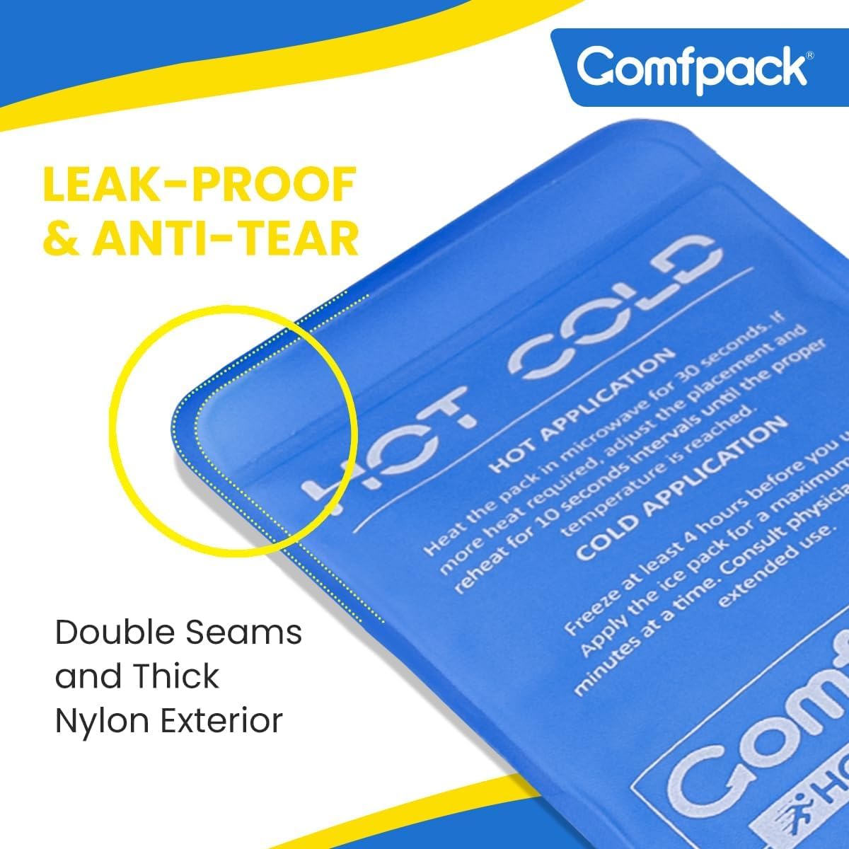 Comfpack Soft Ice Packs for Injuries Reusable, Double Side Hot Cold Therapy