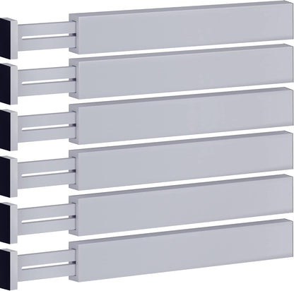 6-Pack Drawer Dividers 2.6-Inch High Dresser Drawer Organizer 16 to 22 Inch | Bamboo, Spring Loaded, No Tools Needed, Fits Wide Drawers for Socks, Clothes, Utensils, Bedroom, Bathroom, Kitchen, Office