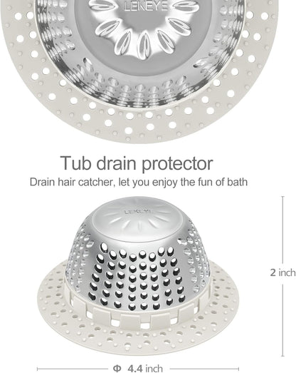 LEKEYE Drain Hair Catcher/Bathtub Drain Cover/Drain Protector for Pop-Up & Regular Drains(Patented Product)