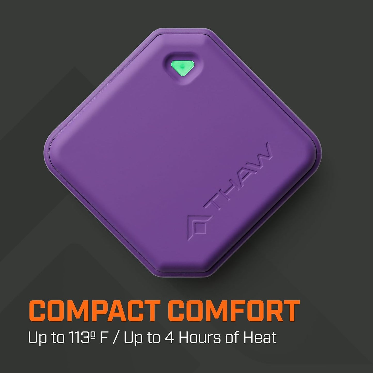 THAW Rechargeable Mini Hand Warmer | Double-Sided Heating, Up to 4 Hours, Rechargeable USB-C, Durable Impact-Resistant Construction, Integrated LED Light