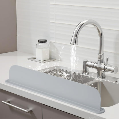 19.3 inch Silicone Sink Splash Guard, Splash Guard for Kitchen Sink Area, Backsplash Protector for Kitchen Countertop & Bathroom Bathtub with Non-Slip Strong Suction, White