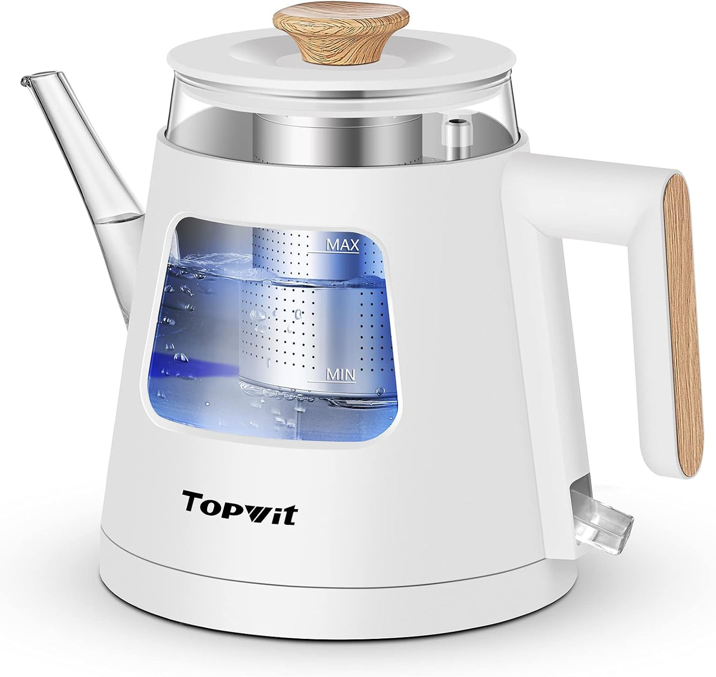 TOPWIT 2.0L Glass Electric Kettle, Hot Water Boiler, BPA-Free | Stainless Steel Bottom & Lid, Fast Boil, Auto Shut-Off & Boil-Dry Protection, No Plastic Odor | for Tea, Coffee, Home, Office
