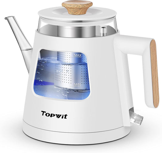 TOPWIT 2.0L Glass Electric Kettle, Hot Water Boiler, BPA-Free | Stainless Steel Bottom & Lid, Fast Boil, Auto Shut-Off & Boil-Dry Protection, No Plastic Odor | for Tea, Coffee, Home, Office