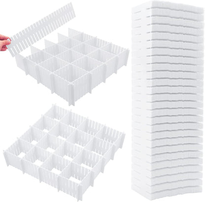 45 Pack Drawer Dividers, Plastic Adjustable Drawer Storage Organizer for Tidying Clutter Socks, Underwear, Makeup, Kitchen, Dresser Black