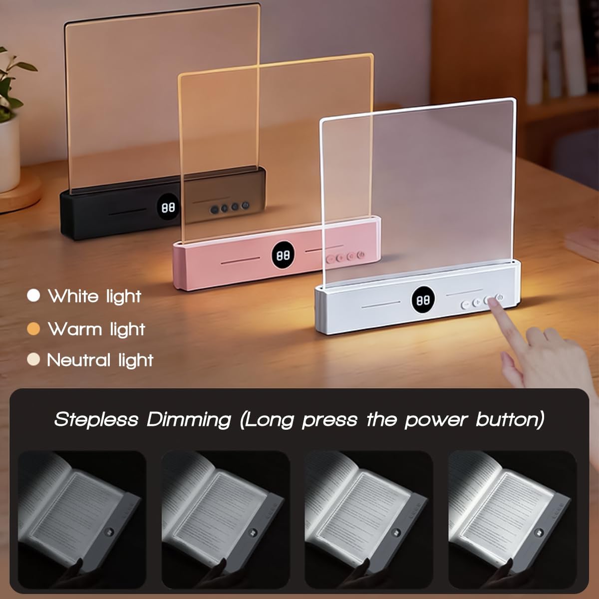 Flat Book Light,2026 Upgrade, Book Light Treasure Box, Reading in Bed at Night with 3 Colors & Timer, Dimmable Panel Plate Book Lamp Full Page Light, Bookish Gifts for Book Lovers