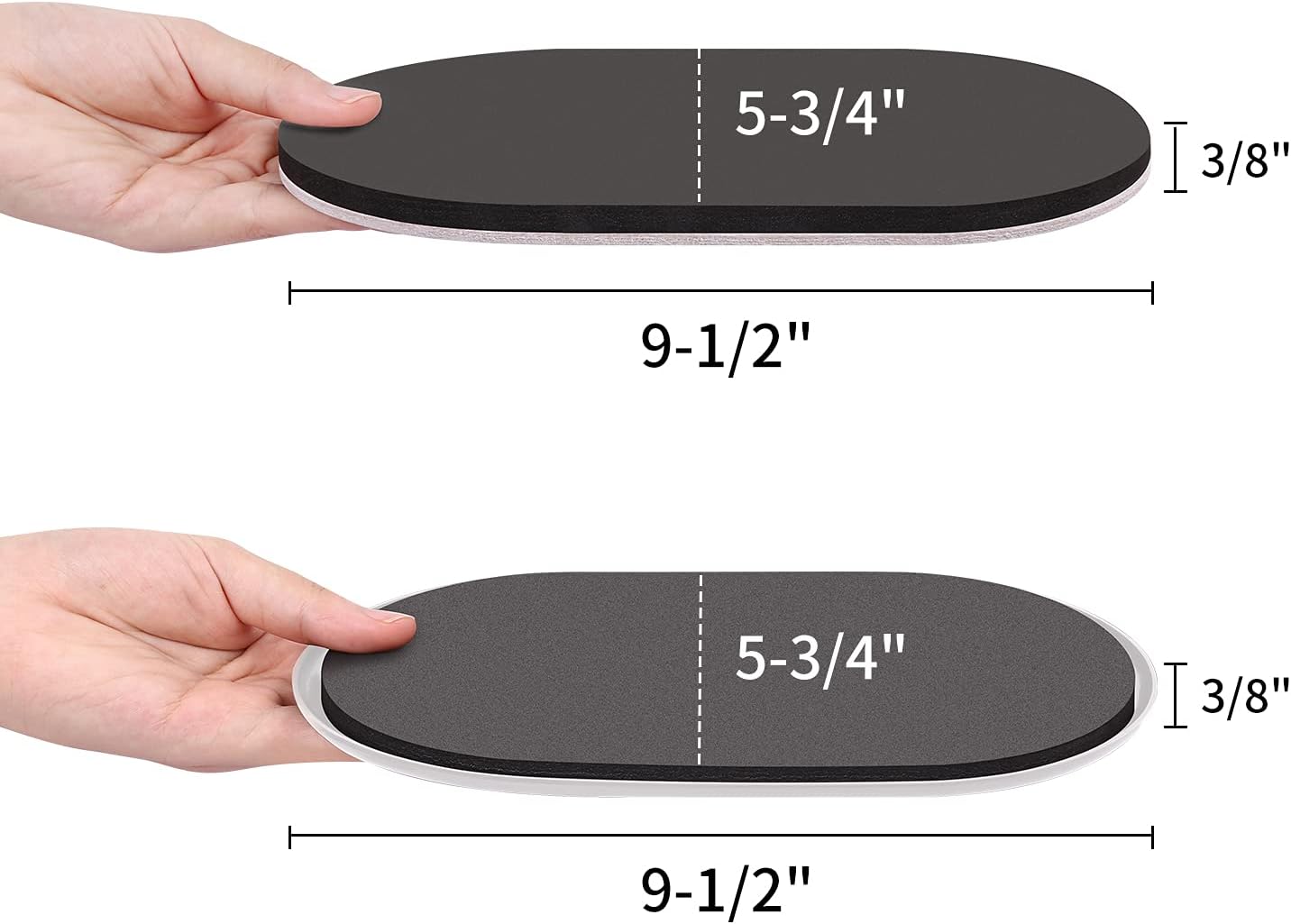 Ezprotekt Large Furniture Sliders for Carpet and Hardwood Floors, 8 Pack 9-1/2" x 5-3/4" Reusable Oval Heavy Duty Furniture Moving Pads, 4 Pcs Hard Floor Felt Sliders+4 Pcs Carpet Sliders (Beige)