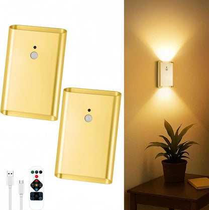 Eneru Motion Sensor Wall Sconce, Rechargeable Wireless Lights Indoor 2 Pack | 5000mAh battery powered, remote 3CCT dimmable, cordless magnetic mount, motion night light for hallway closet bathroom stair