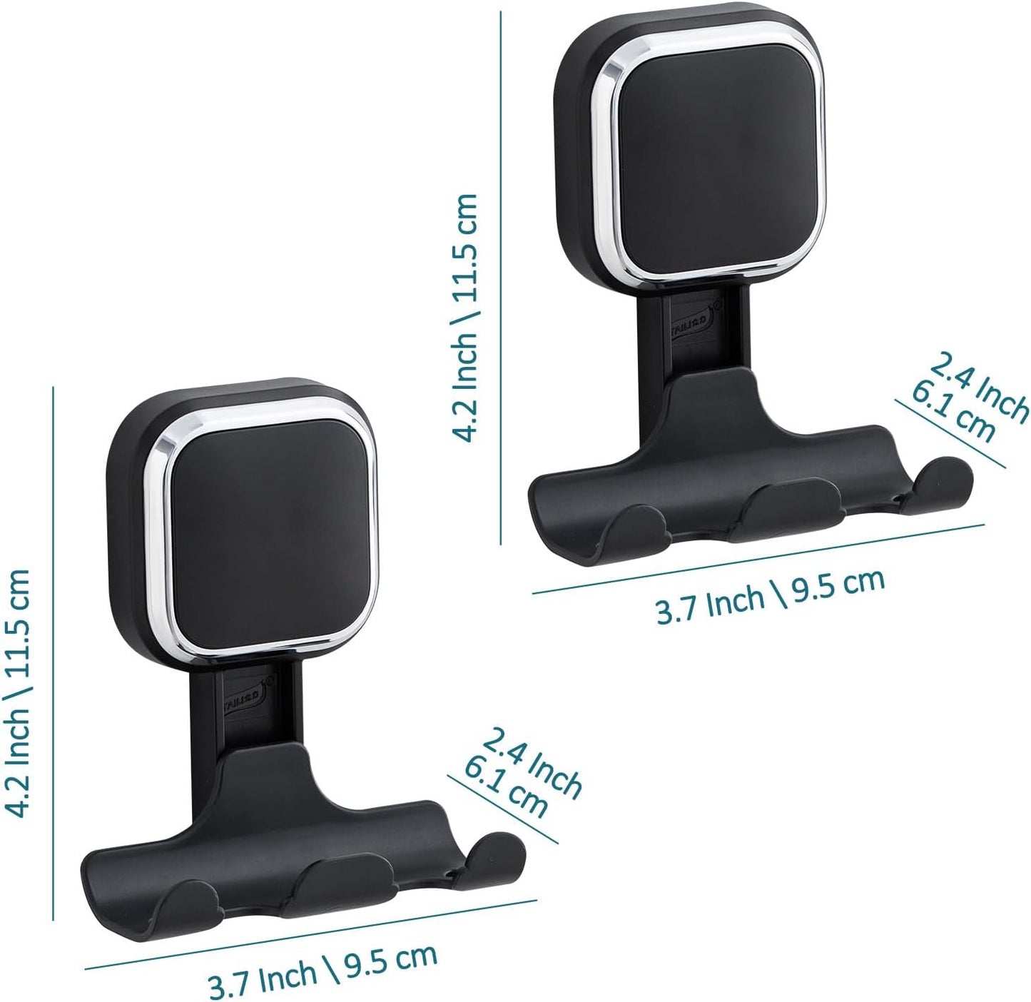 TAILI 2 Pack Upgraded Suction Cup Razor Holder for Shower Waterproof, Black | Visible Safety Indicator, Rust-Resistant Bathroom Organizer, No-Drill Glass Shower Wall Hook for Towel,Loofah,Razor,Squeegee