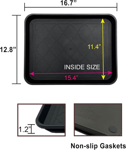 PetLike Boot Tray for Entryway Indoor, Pet Food Mat, 23 x 15.5 inch 2 Packs, Waterproof Rubber Shoe Tray for Indoor and Outdoor, Multi-Purpose Trays for Boots, Shoes, Pets, Garden