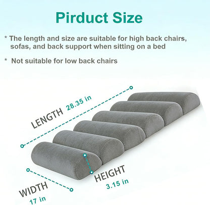 Lumbar Support Pillow for Office Chair,Multiple Adjustable | Back Support for Office Chair High Back/Couch/Sitting on Bed,Patented 6 Semi Cylindrical Back Cushion,Short Velvet Cover