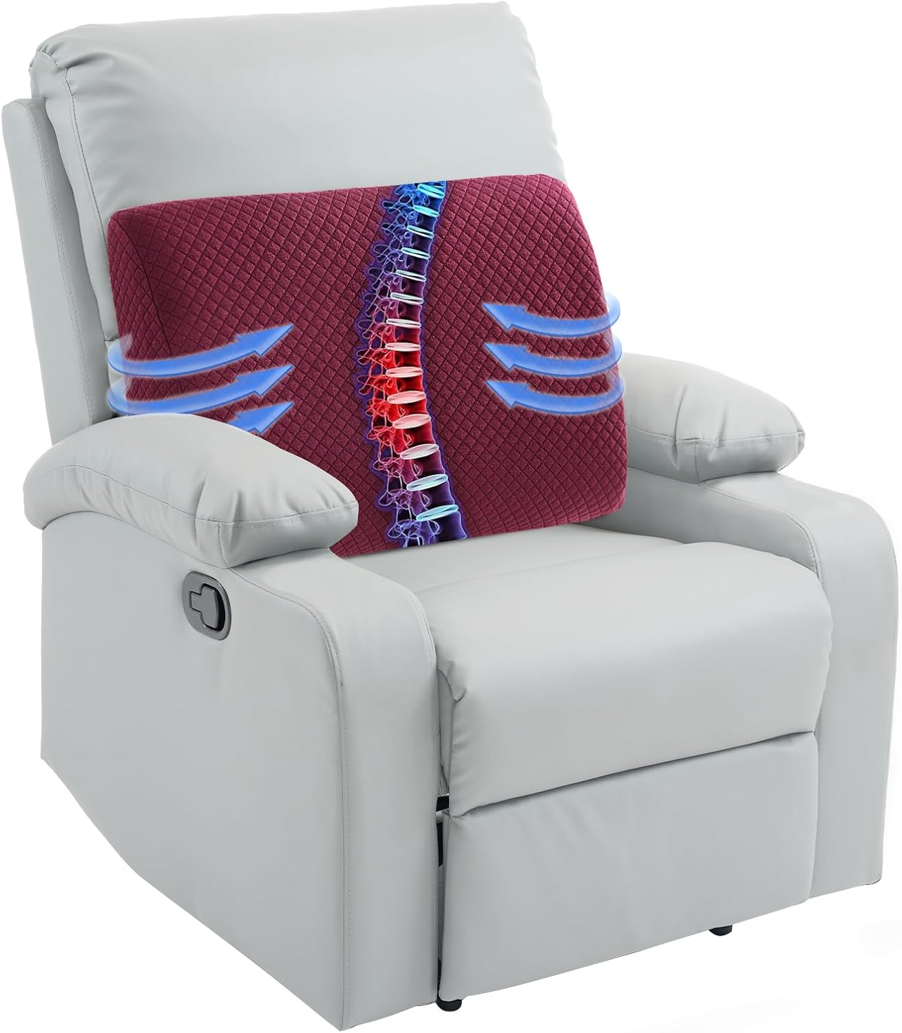 HOMBYS Lumbar Support Pillow for Recliner Chair, Memory Foam Back Support Cushion for Elderly,Extra Large Lumbar Support Pillow,Thick Backrest for Home Reading (Grey, 20“x13.5"x5")