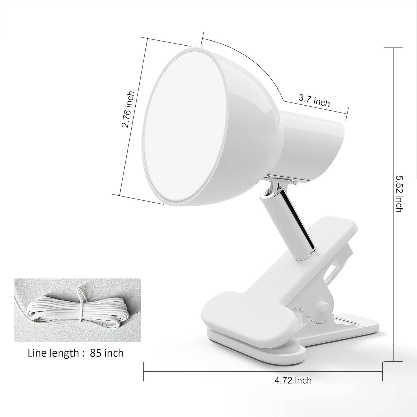 deeloop Clip On Light, 400LM Reading Lamp, Flexible Clamp Light, Black | Compact black clip light with bright illumination and flexible positioning for bedside reading, desks, dorms,and small spaces