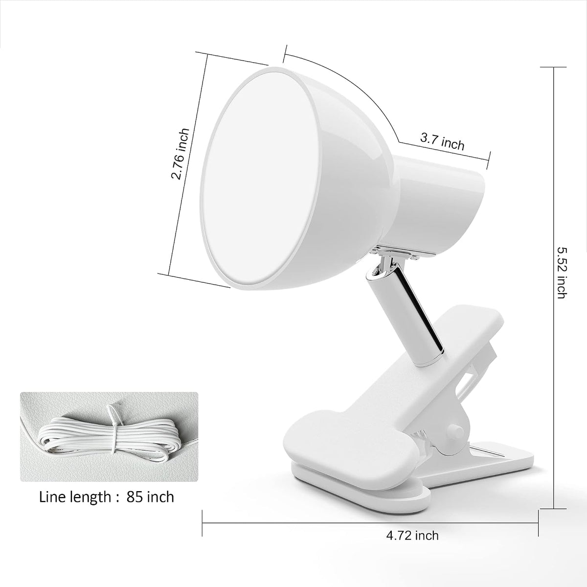 deeloop Clip On Light, 400LM Reading Lamp, Flexible Clamp Light, Black