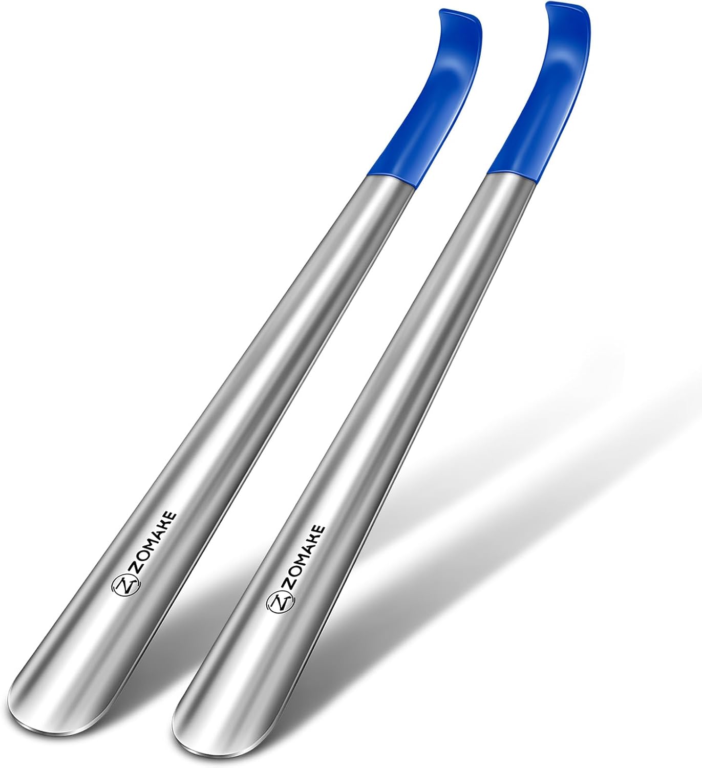 ZOMAKE Shoe Horn Long Handle for Seniors Men Women, Metal Shoehorn 16.5" | Stainless Steel Boot Horn Shoe Spoon Helper, Comfort Grip Handle, Smooth Edges, No Bending Required, Shoe Care for Daily Use