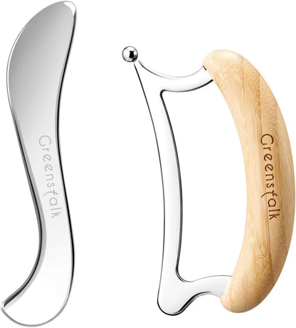 Stainless Steel Gua Sha Muscle Scraper Tool for Muscle Relief, Wooden Massage Tools,Body Guasha Tool, Portable Body Scrapers Tool for Neck, Back, Feet Recovery.