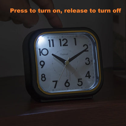 Tinload 4.3" Vintage Retro Analog Alarm Clock, Super Silent Non Ticking Clock with Manual Light, Snooze, Battery Operated, Simply Design, for Living Room, Bedroom, Bedside, Desk(Blue-V2)