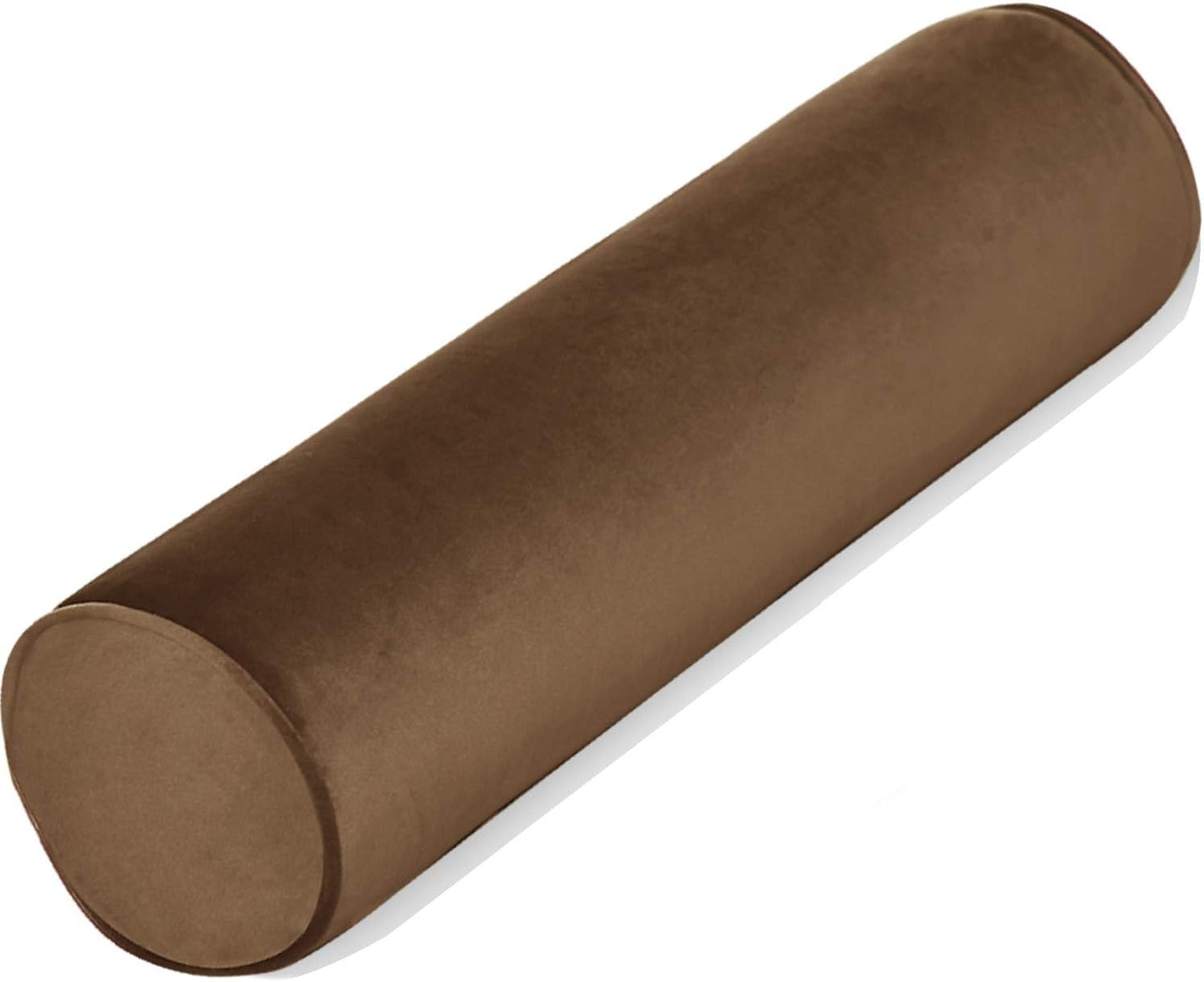 Tinbolunce Memory Foam Roll Pillow for Knee/Leg/Neck - Full Moon Bolster/Round Cylinder Pillow for Sleeping on Side or Back - Removable Cooling Cover Length 18" x 6" Diameter (Chocolate Brown)