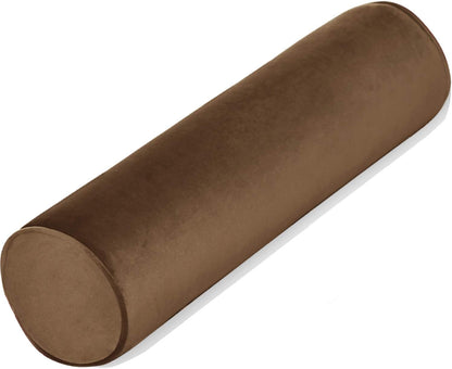 Tinbolunce Memory Foam Roll Pillow for Knee/Leg/Neck - Full Moon Bolster/Round Cylinder Pillow for Sleeping on Side or Back - Removable Cooling Cover Length 18" x 6" Diameter (Chocolate Brown)