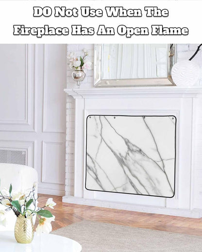 Marble White Magnetic Fireplace Cover, Fireplace Draft Blocker, Ombre Grey Modern Minimalist Fireplaces Blanket for Heat Loss/Cold Air, Fireplaces Draft Stopper Cover for Inside 36''x30''