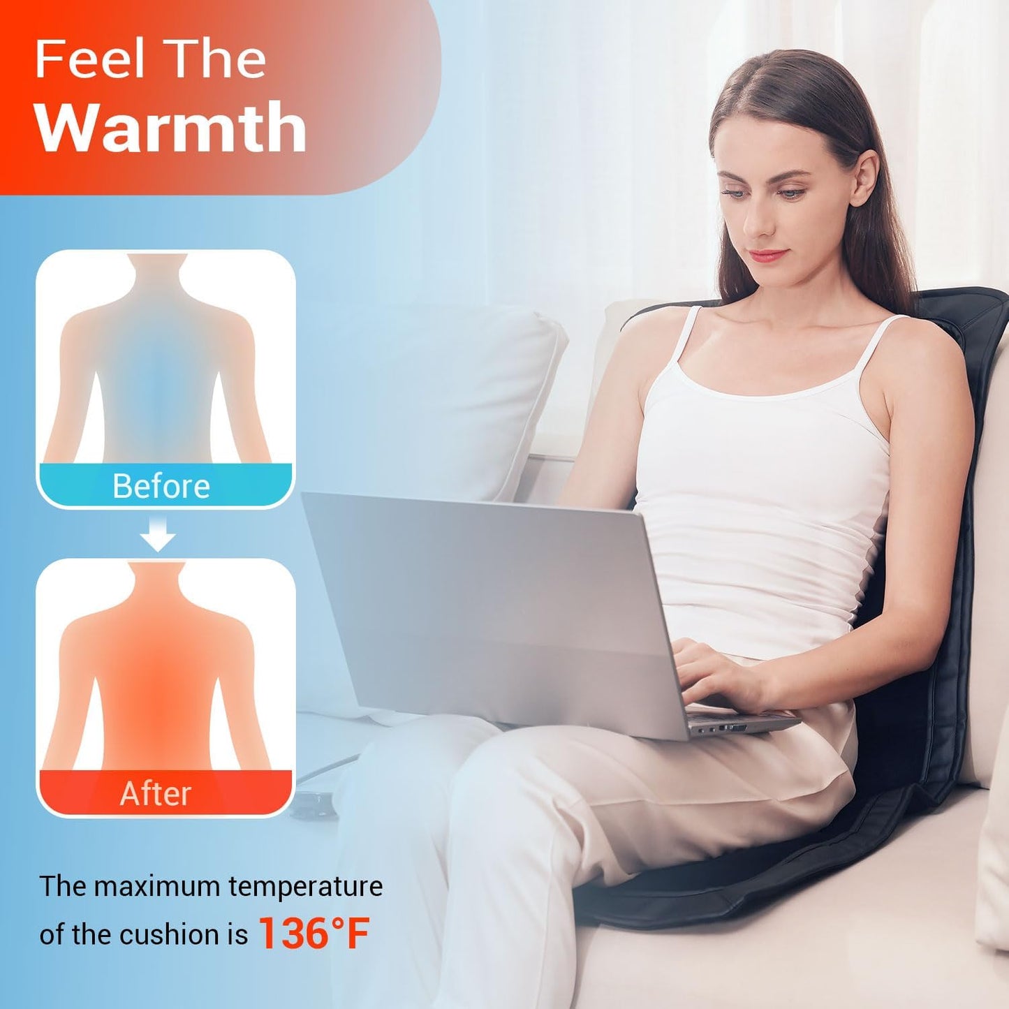 Longer Heated Seat Cover, Heating Pad for Chairs | Home/Office Seat Cushion with Fast Heat to Promote Blood Circulation & Relieve Fatigue, A Warm Gift, Black