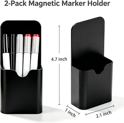 2pcs Magnetic Pen Marker Holders, Magnet Pencil Cup Storage Organizer for Classroom Office Home Locker and Refrigerator Whiteboard Locker (QX107)