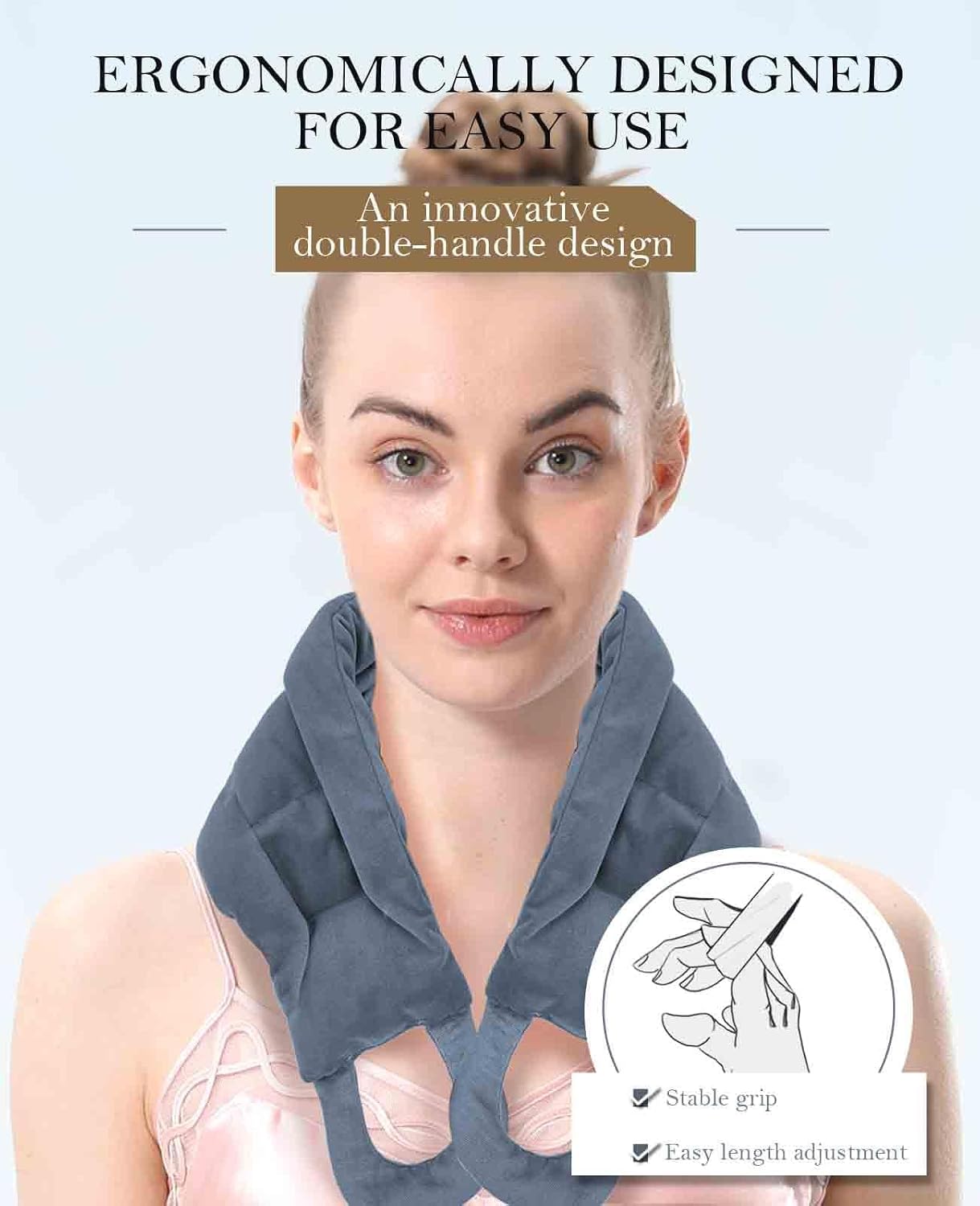 COMOIL Microwave Heating Pad for Neck and Shoulders Back with Handles,33 * 5.9" Long Heated Neck Wrap,Reusable Warmer,Moist Hot Packs,Microwavable Weighted Bag for Cold and Warm Compress | 33 * 5.9" Long Heated Neck Wrap,Reusable Warmer,Moist Hot
