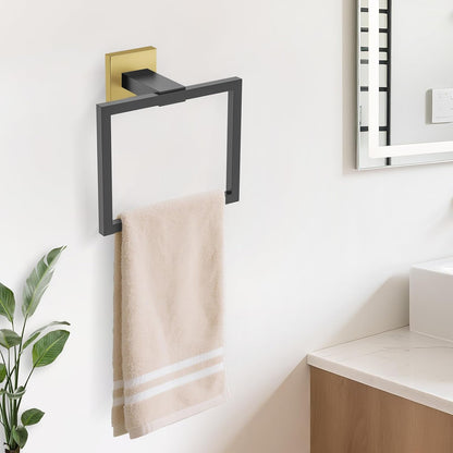 TURS Bathroom Hardware Set Black 4-Piece Towel Bar Set Include 24 Inch Towel Bar Hand Towel Holder Towel Hook Toilet Paper Holder with Shelf Wall Mounted Stainless Steel Bathroom Accessories Set