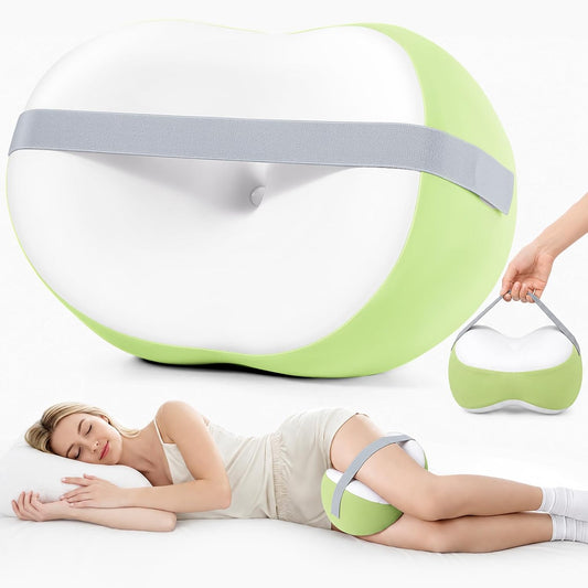Knee Pillow for Side Sleepers, Leg Pillow with Adjustable Hook & Loop Strap & Removable Washable Cover for Spine Alignment, Sciatica, Hip & Back Pain Relief