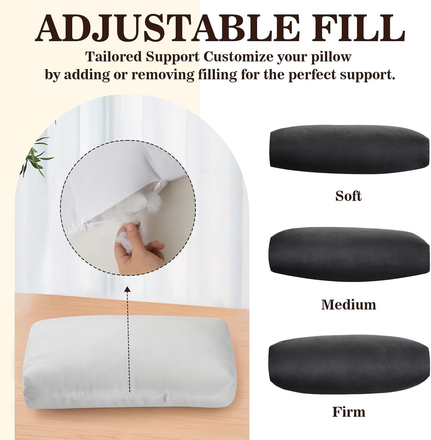 Recliner Headrest Pillow, Adjustable Comfort Neck & Head Support Pillow | Soft Velvet, Weighted Non-Slip Flap, Adjustable Filling, Washable Cover, for Recliners, Sofas, Office Chairs