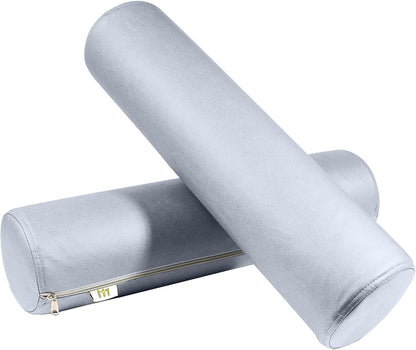 2 Pack Neck Roll Pillow, High-Density Foam Cylinder Bolster Pillow for Neck, Back & Lumbar Support, Ergonomic Round Pillow for Side Sleepers, Sleeping, Removable Washable Cover (7.9''x23.6'' Orange)