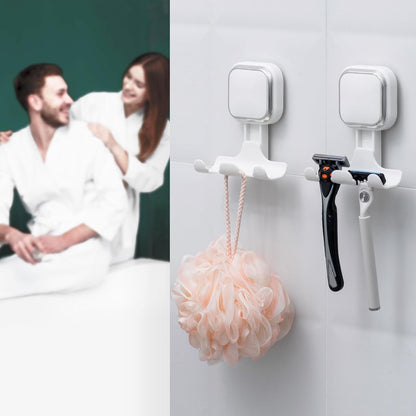 Razor Holder for Shower 2 Pack, Powerful Vacuum Suction Cup Hook for Towel, Loofah, Razor, Squeegee, Damage-Free Wall Shower Hook, Shaver Holder for Bathroom, Easy to Install and Reuse, Black