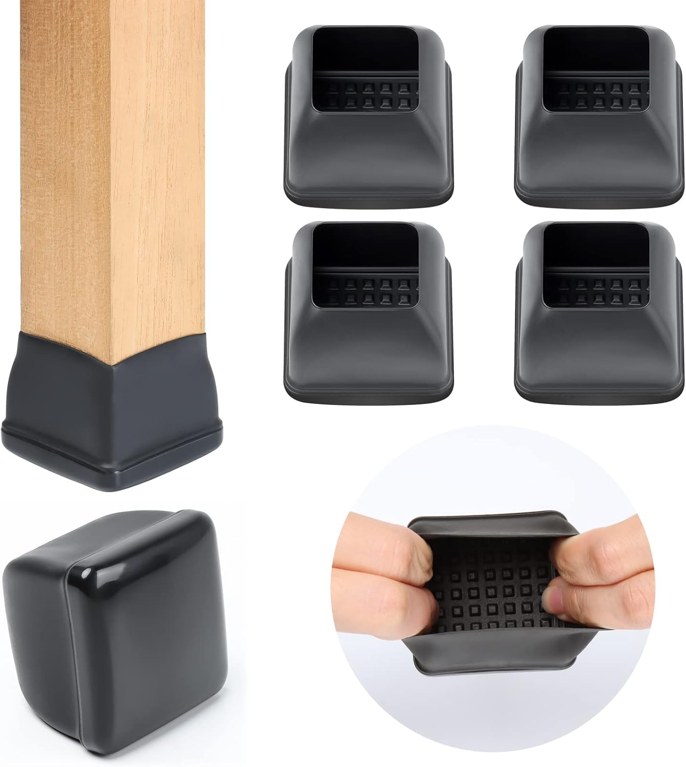 Ezprotekt Chair Leg Sliders for Carpet, 24 Pcs Square Chair Glides for Carpet, Carpet Furniture Pads Stool Leg Protectors Caps, Carpet Furniture Glides Quickly and Easily (L Fit:1" - 1.4")