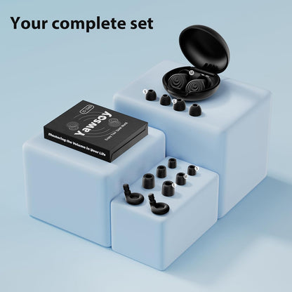 Yawsoy Ear Plugs for Sleeping Noise Cancelling, Reusable Soft Noise Reduction Earplugs for Sleep, Focus, Travel, Work, Motorcycle, Concert with 6 Silicone Ear Tips and 6 Foam Ear Tips - 25-35dB Black