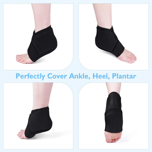Helthrelife Heel Ice Pack for Pain Relief, Reusable Gel Ankle Ice Pack Wrap Hot&Cold Therapy for Heel Pain, Plantar Fasciitis, Achilles Tendinitis, Dry Cracked Heels, Sprain, Sports Injuries