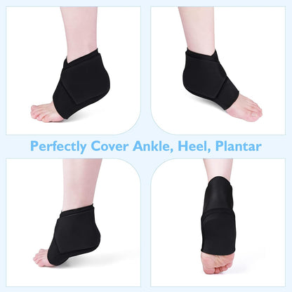 Heel Plantar Fasciitis ice Pack with 2-Layer Cooling Gel for 30-Min Cold Therapy, Ankle Foot Reusable Ice Pack Wrap for Achilles Tendonitis, Sprained Ankles, Swelling, Foot Pain Relief(1, PRO)