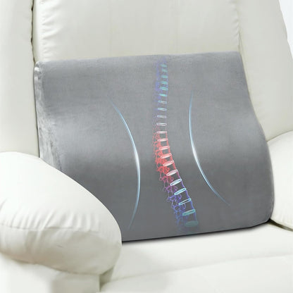 Lumbar Support Pillow for Recliner and Couch, Ergonomic Back Support Pillow | Dual-Layer Memory Foam, Soft Velvet Cover, Lower Back Pain Relief, Back Cushions for Recliner, Sofa & Gaming Chair